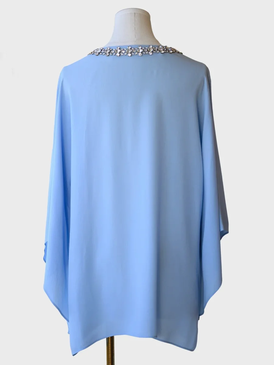 Michael Kors túnica de seda con pedrería azul claro Talla Única Nueva - Imagen 3