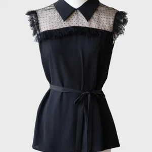 Miu Miu top de crepe con paneles de tul Talla IT38 (XS-S)