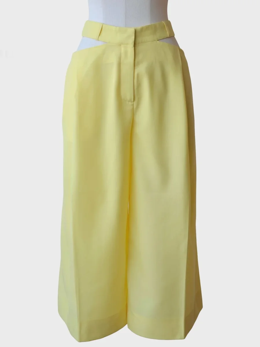 Nina Ricci pantalon culotte amarillo Talla 36 (S) cintura cut out - Imagen 4