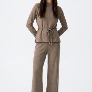 Pantalón recto cintura alta topo Tiffosi