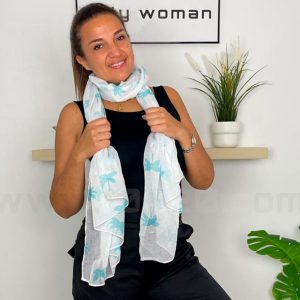 Pañuelo estampado palmeras blanco