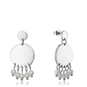 Pendientes Viceroy Air acero con motivo de disco y perlas
