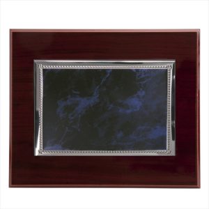 PLACA CONMEMORATIVA MADERA Y ALUMINIO AZUL