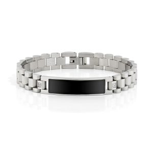Pulsera Emotion Acero y Esmalte Negro Hombre
