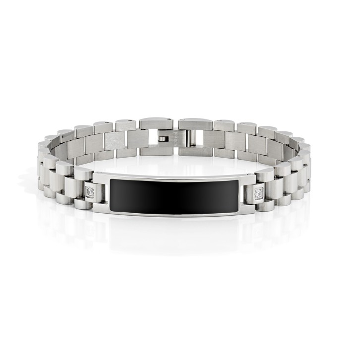Pulsera Emotion Acero y Esmalte Negro Hombre - Imagen 2