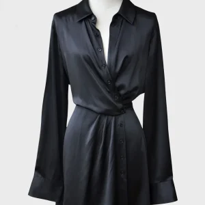 Reformation vestido camisero mini color negro US10 (L)