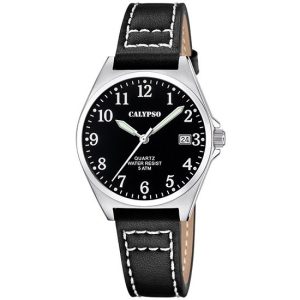 Reloj Calypso K5869/4 – Acero Inoxidable, Esfera Negra, Correa Piel Negra