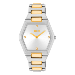 Reloj digital con brazalete de acero SS y acero IPG dorado Karat