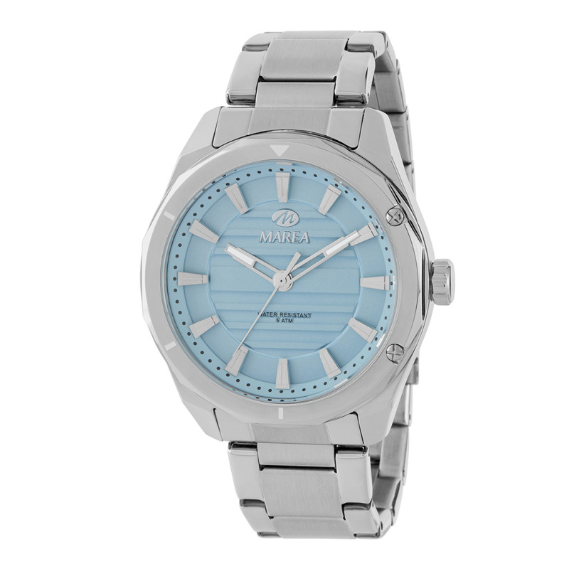 Reloj de hombre con correa de acero y esfera azul celeste B54298/1
