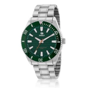 Reloj de hombre con correa de acero y esfera verde B41391/3