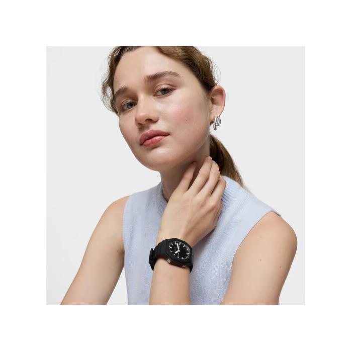 Reloj analógico/digital de acero y brazalete de nylon negro Bet - Imagen 3
