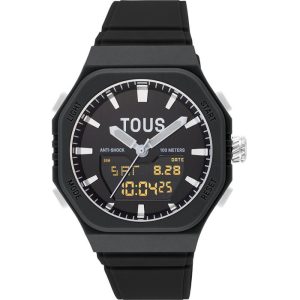 Reloj analógico/digital de acero y brazalete de nylon negro Bet