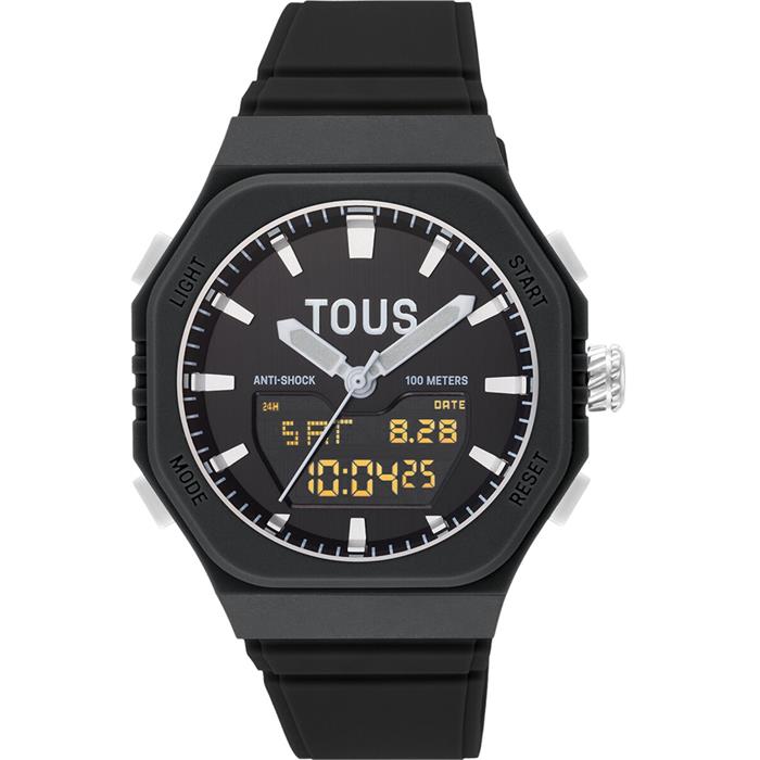 Reloj analógico/digital de acero y brazalete de nylon negro Bet - Imagen 2