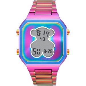 Reloj digital con brazalete de acero IP iridscente D-Bear