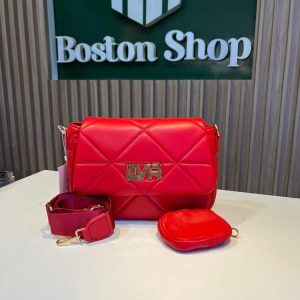 Bolso Bandolera Acolchado Rojo para Mujer – Cartera Crossbody con Correa Ajustable