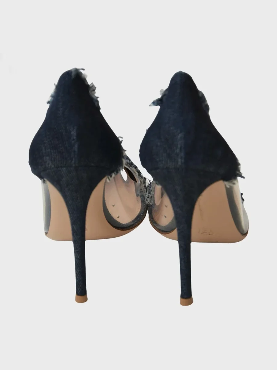 535€ Gianvito Rossi Plexi zapatos de tacón denim vaquero 37.5 Nuevos - Imagen 6