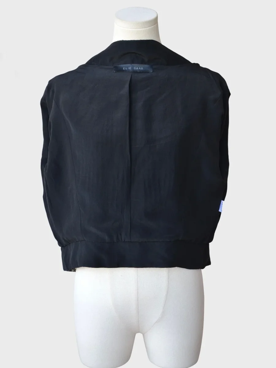 Elie Saab chaqueta corta pedrería color plateado Talla S - Imagen 8