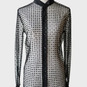 Saint Laurent camisa de tul estampado lunares Talla S-M