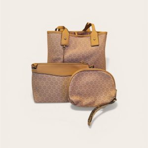 Set de Carteras Chenson 3 Piezas Rosa Elegante (Bolso + Neceser + Monedero)