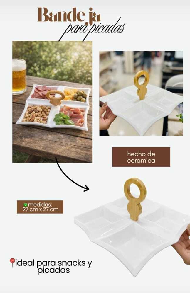Bandeja para Picadas de Cerámica con Divisiones – Plato para Snacks 27 cm - Imagen 2