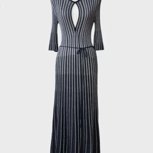 Stella McCartney vestido largo gris plateado lurex Talla S