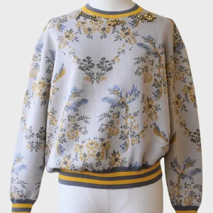 Stella McCartney sudadera estampado flores con pedrería XS