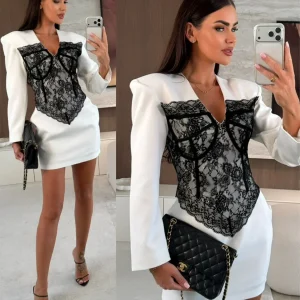 Vestido Amelisse blanco-negro