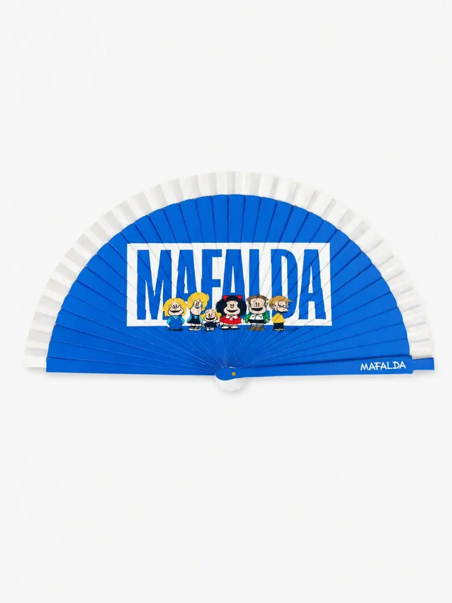 Abanico Mafalda Azul de Madera