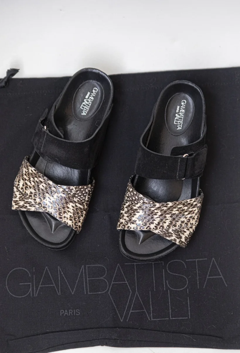 Giambattista Valli sandalias de ante y piel estampado pitón Talla 36 Nuevas - Imagen 5