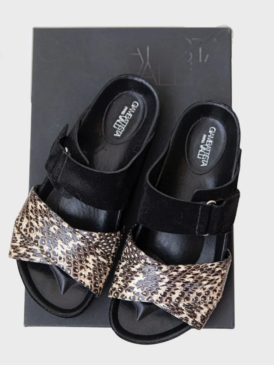 Giambattista Valli sandalias de ante y piel estampado pitón Talla 36 Nuevas - Imagen 3