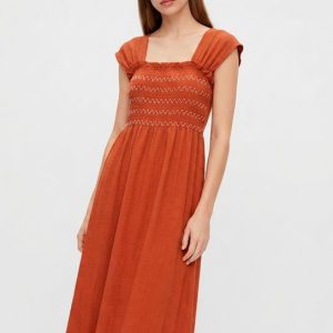 Vestido midi fluido teja