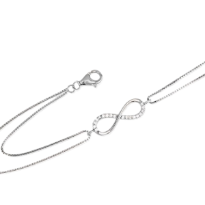 «ALURA» pulsera rodiada con circonitas con cadena doble