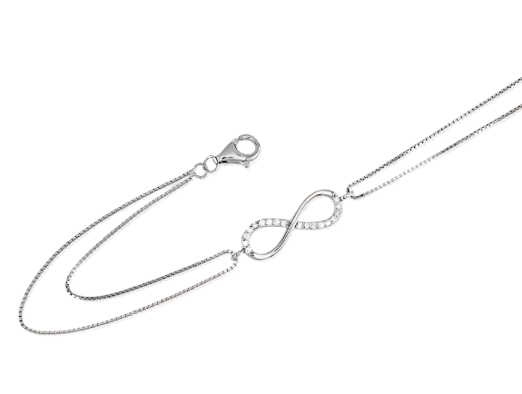 «ALURA» pulsera rodiada con circonitas con cadena doble