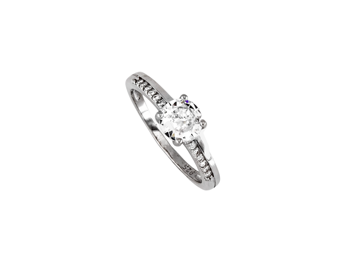 «CLARA» anillo solitario plata - Imagen 2